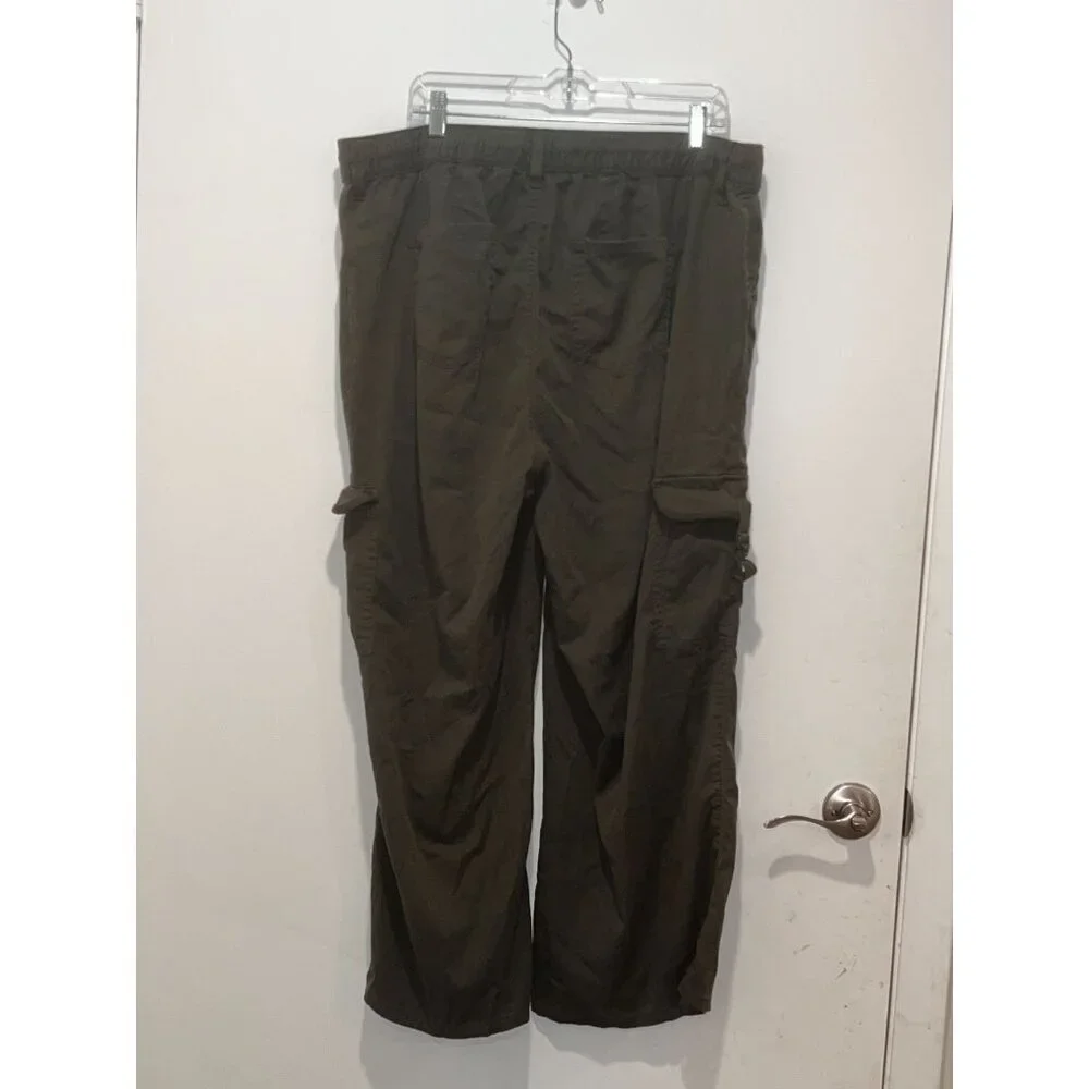 Torrid Olive Cargo Adjustable Waist Lightweight Cotton Blend Women's Pants Size
